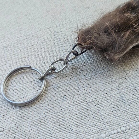 Real Fur Key Chain Handmade Brown Hair Fur Keys Holder Keychain - Picture 6 of 11